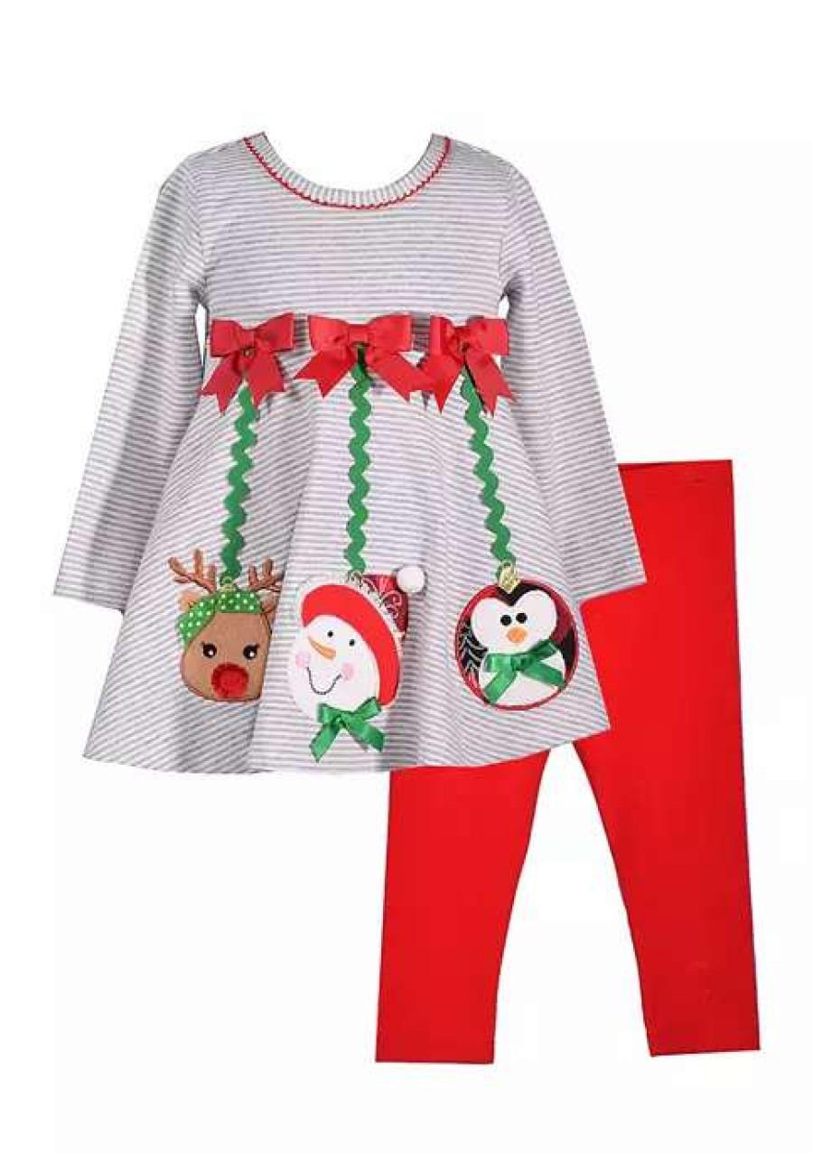 Kids * | Best Deal Bonnie Jean Baby Girls Holiday Applique Top And Leggings Set Red