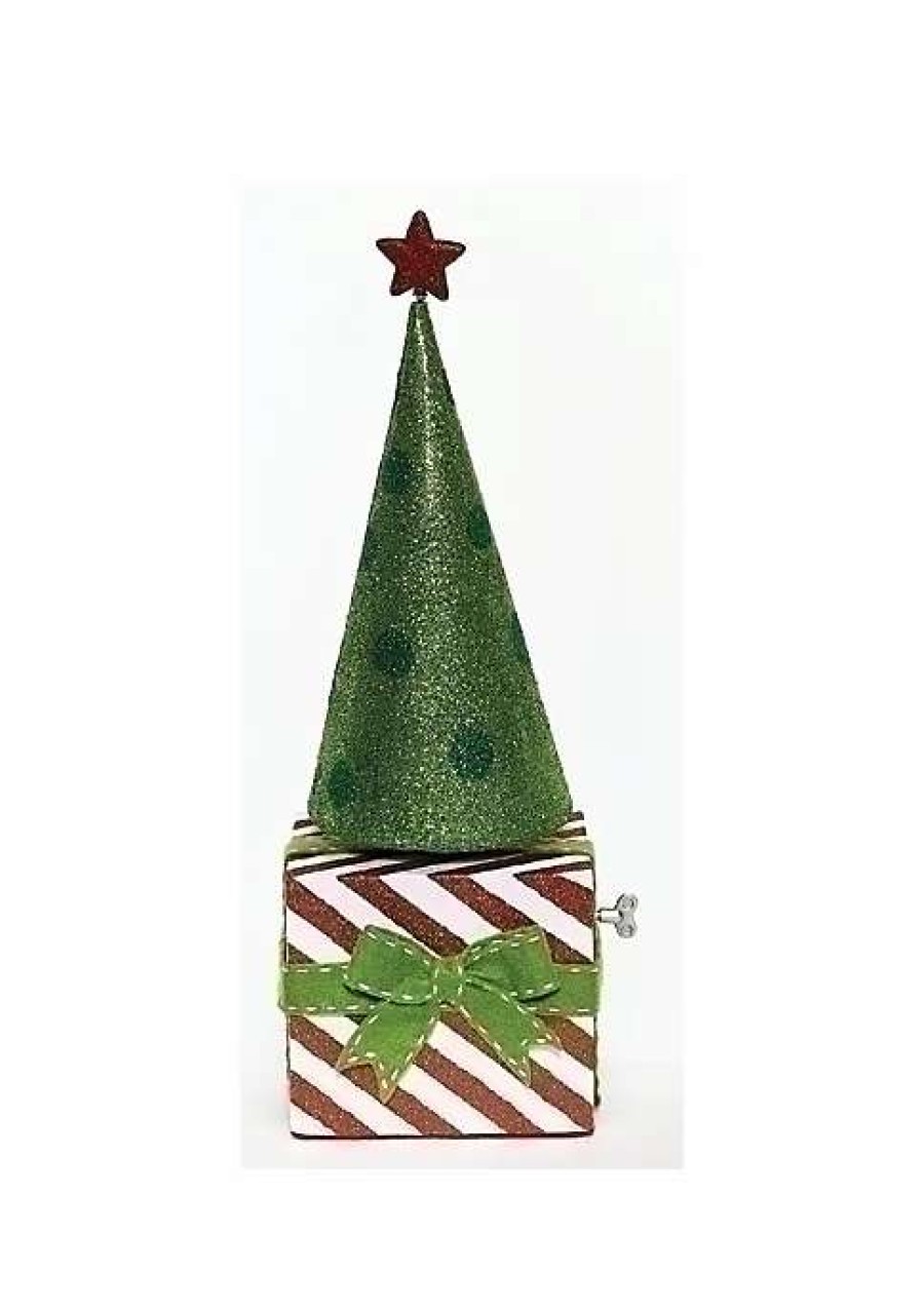 Home * | Flash Sale Roman 20 And Red Musical Rotating Christmas Cone Tree Tabletop Decor Green