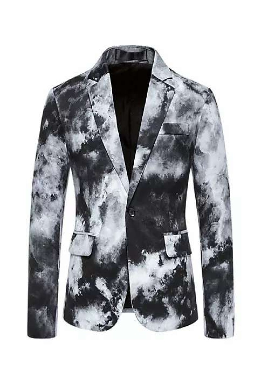 Men * | Wholesale Lars Amadeus Men'S Tie Dye Blazer Single Breasted Prom Wedding Sports Coat Suit Jacket