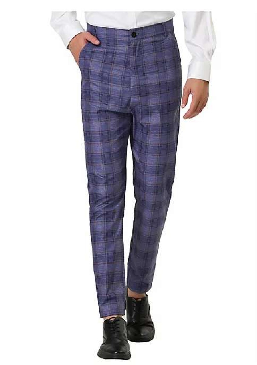 Men * | Best Reviews Of Lars Amadeus Men'S Plaid Dress Pants Slim Fit Classic Checked Business Trousers