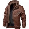 Men * | New Lars Amadeus Men'S Motorcycle Hooded Jacket Full Zip Biker Faux Leather Coat With Hood Brown