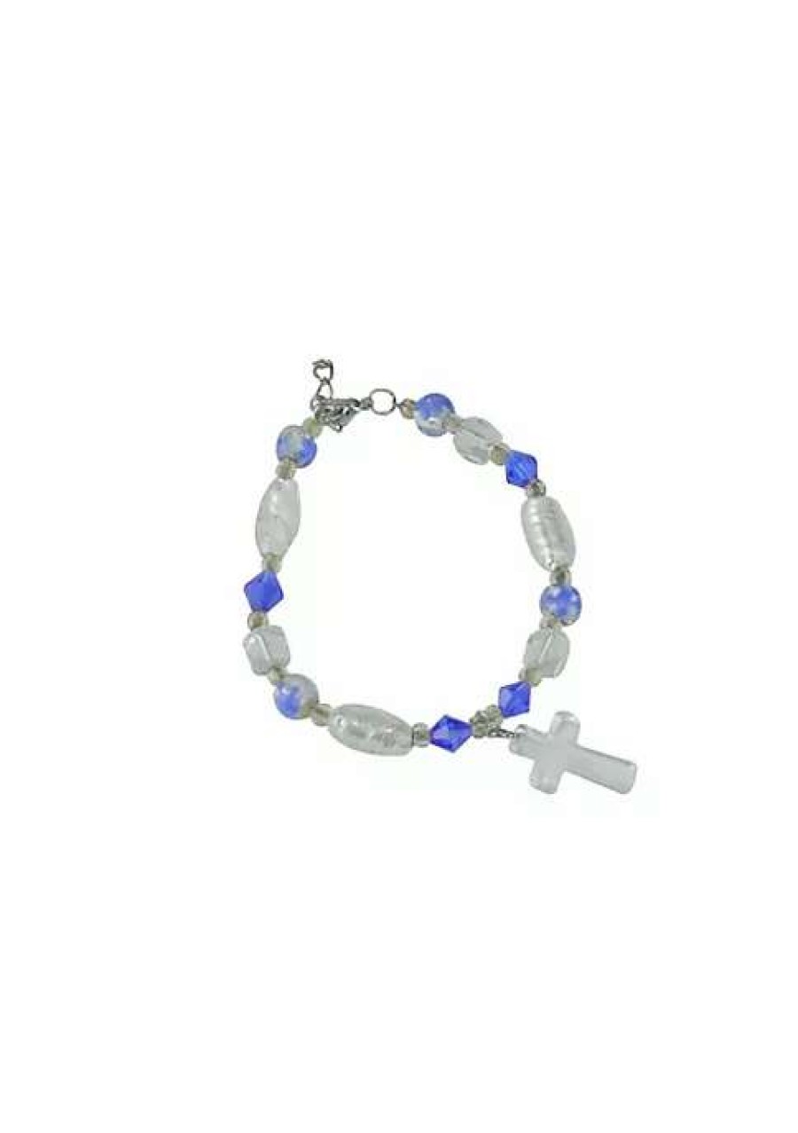 Jewelry * | Discount Roman Moments In Life "Faith" Silver Beaded Bracelet Blue