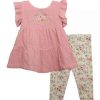 Kids * | Discount Bonnie Jean Toddler Girls Flutter Sleeve Floral Set Peach