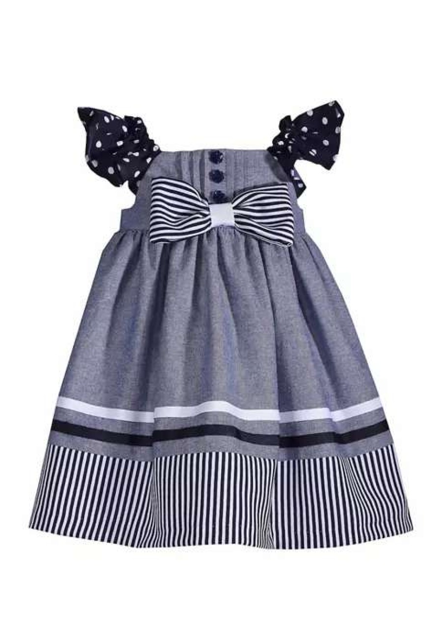 Kids * | Best Sale Bonnie Jean Toddler Girls Sleeveless Denim Nautical Dress Chambray