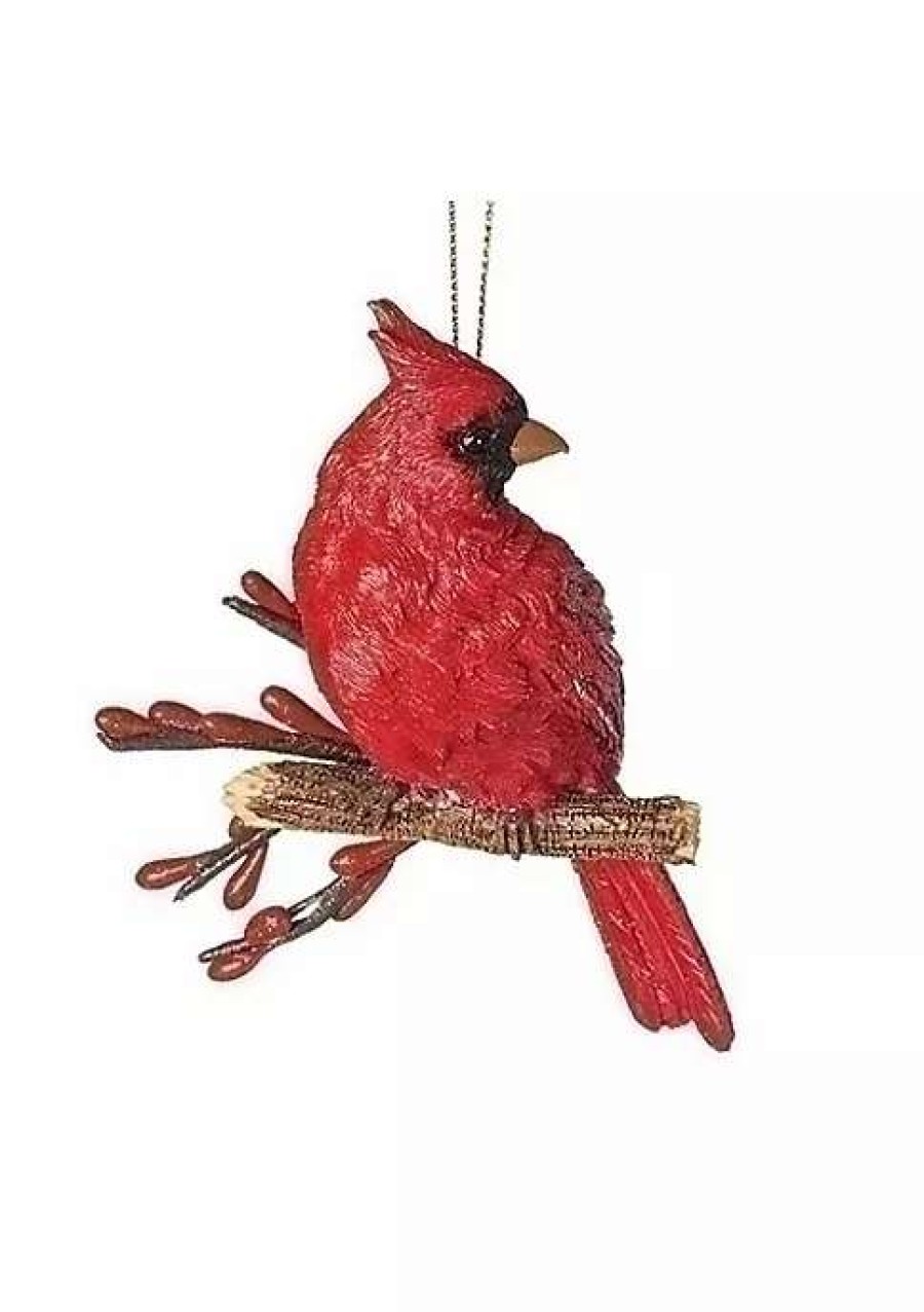 Home * | Brand New Roman 4.5 And Brown Cardinal On A Branch Christmas Ornament Red