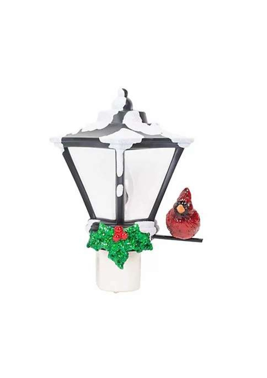 Home * | Deals Roman 6 Cardinal On A Snow Covered Street Lamp Flickering Christmas Night Light Black