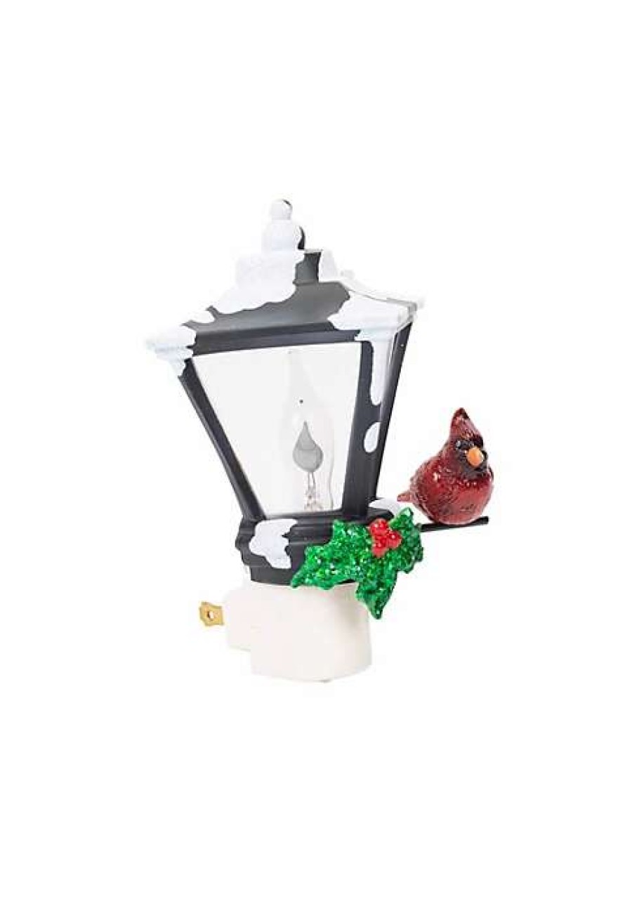 Home * | Deals Roman 6 Cardinal On A Snow Covered Street Lamp Flickering Christmas Night Light Black