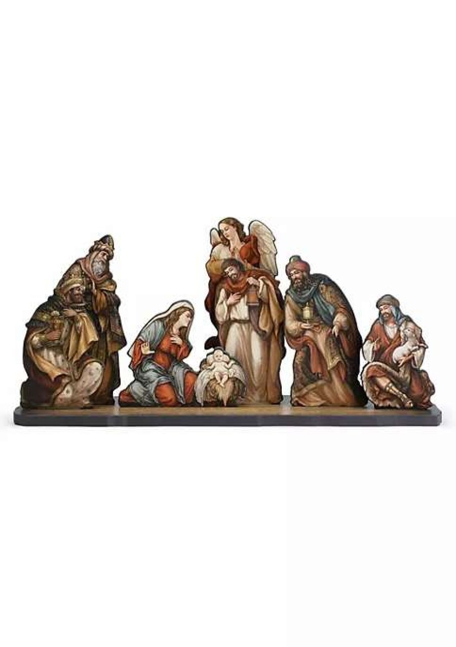 Home * | Coupon Roman 8Pc And Brown Nativity Die Cut Figures With Base Christmas Decoration 24 Orange