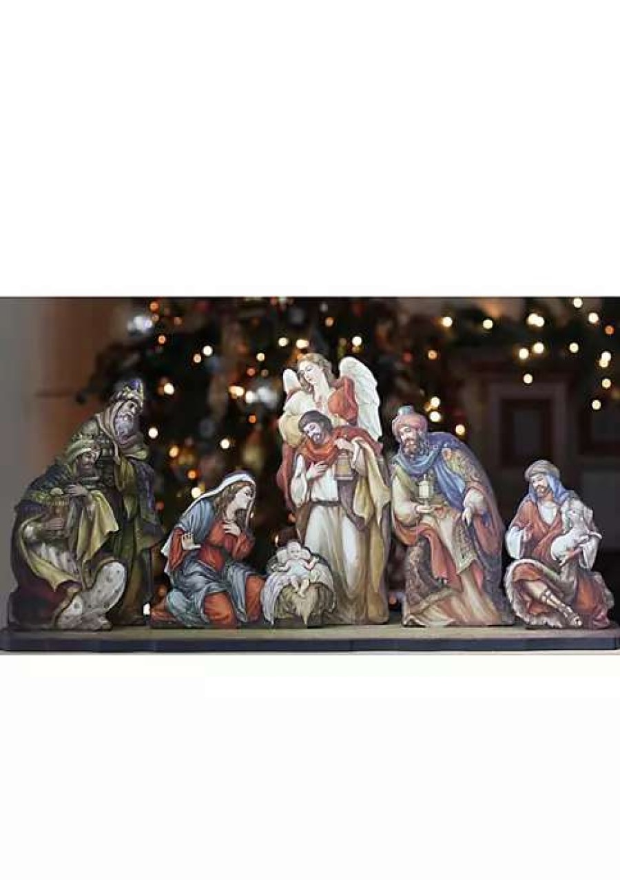 Home * | Coupon Roman 8Pc And Brown Nativity Die Cut Figures With Base Christmas Decoration 24 Orange