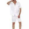 Men * | Top 10 Lars Amadeus Men'S Satin Pajama Set Summer Short Sleeve Night Wear Sleepwears Sleep Lounge Sets