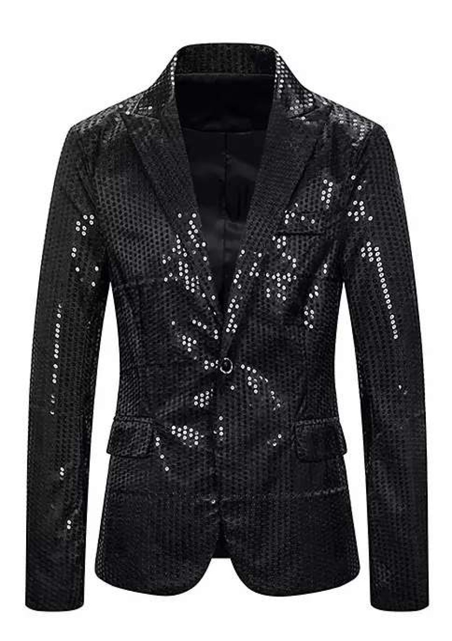 Men * | Coupon Lars Amadeus Men'S Shiny Sequins Blazer Suit Jacket Peak Lapel Party Wedding Tuxedo Glitter Blazers