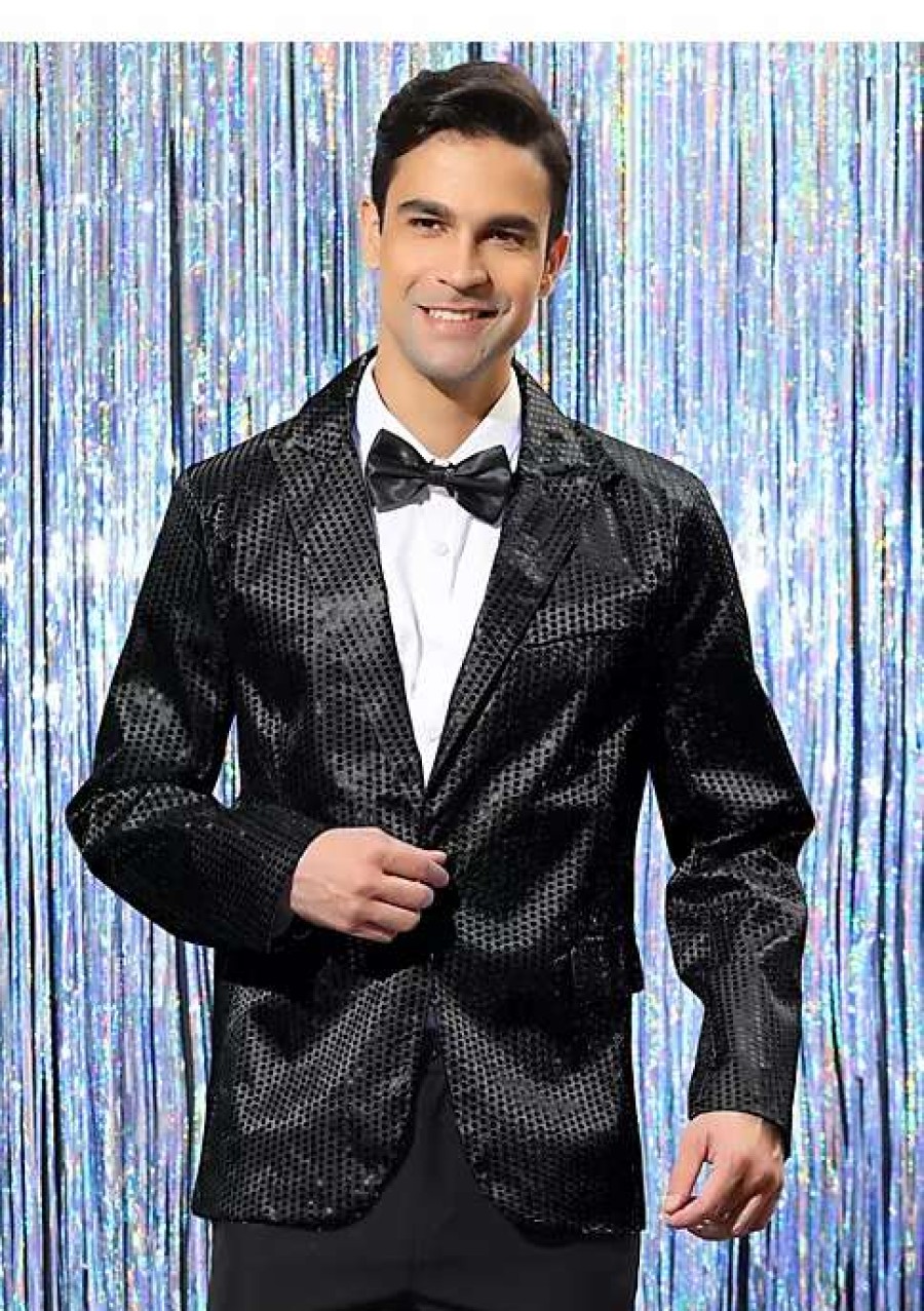 Men * | Coupon Lars Amadeus Men'S Shiny Sequins Blazer Suit Jacket Peak Lapel Party Wedding Tuxedo Glitter Blazers