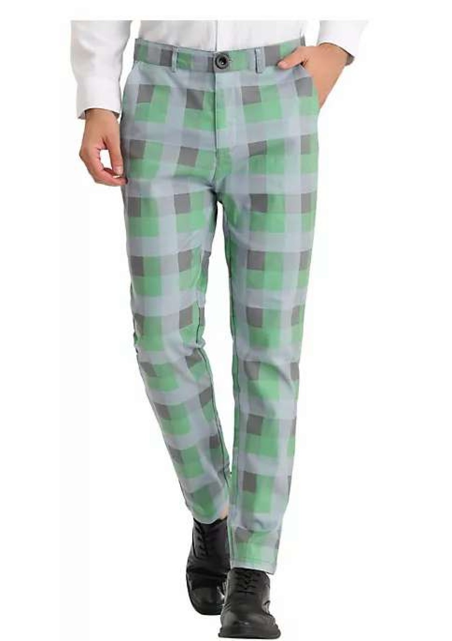 Men * | Deals Lars Amadeus Men'S Dress Plaid Pants Classic Fit Flat Front Business Prom Trousers