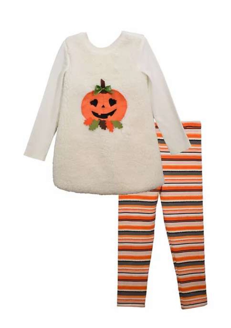 Kids * | Promo Bonnie Jean Toddler Girls Woobie Pumpkin Set Orange