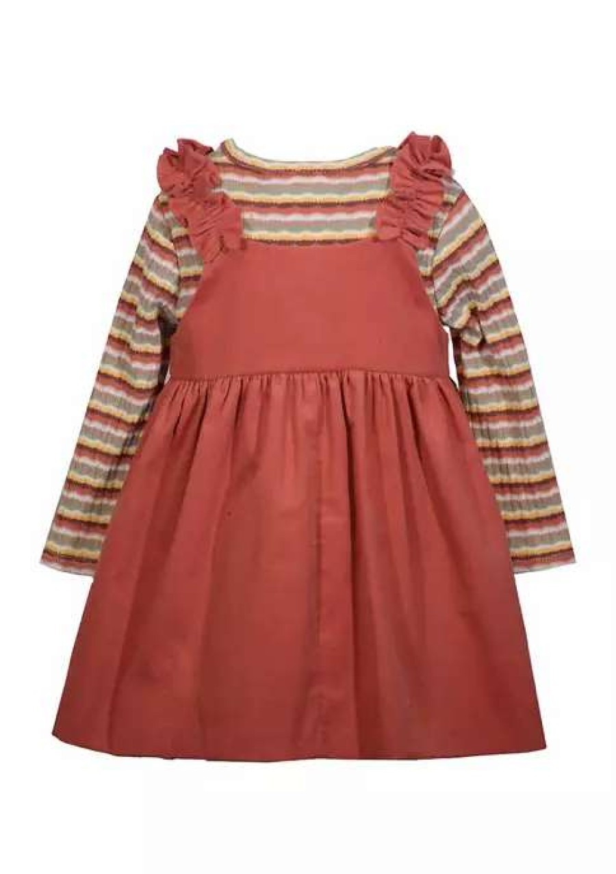 Kids * | Cheap Bonnie Jean Girls 4-6X Corduroy Button Up Front Dress Spice