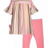 Kids * | Deals Bonnie Jean Baby Girls Short Sleeve Stripe Bow Knit Set Multi