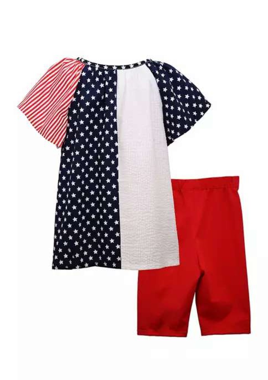 Kids * | Best Reviews Of Bonnie Jean Toddler Girls Star Stripe Bike Short Set Red