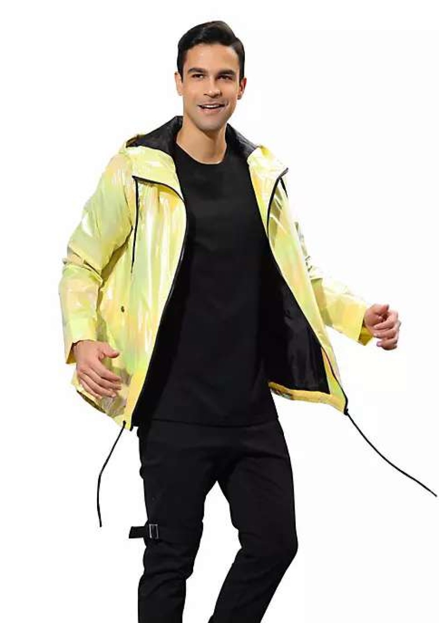 Men * | Promo Lars Amadeus Men'S Holographic Jacket Lightweight Zipper Metallic Shiny Hoodie Windbreaker