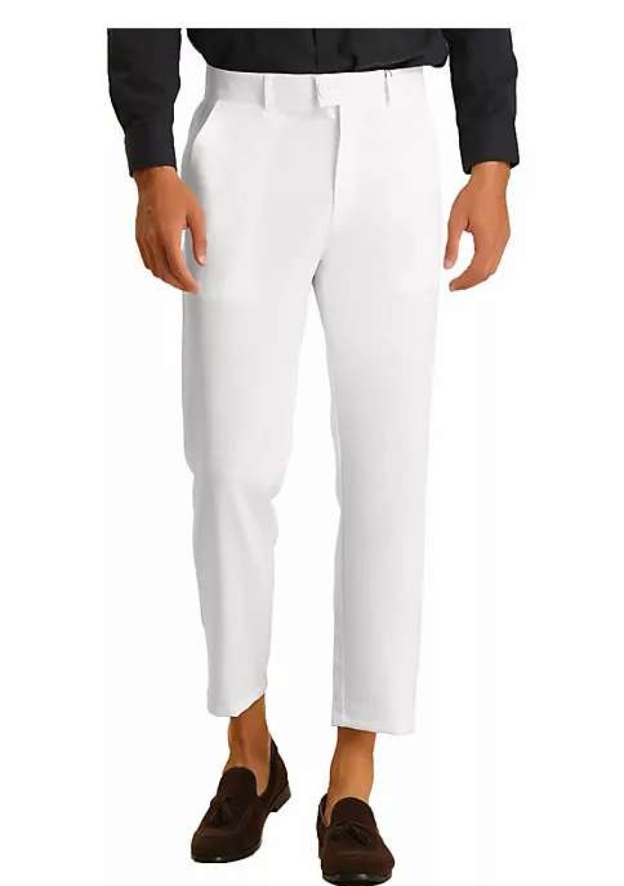 Men * | Coupon Lars Amadeus Men'S Cropped Dress Pants Flat Front Solid Ankle-Length Trousers