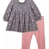 Kids * | Hot Sale Bonnie Jean Toddler Girls Long Sleeve Smocked Printed Top And Leggings Set Grey