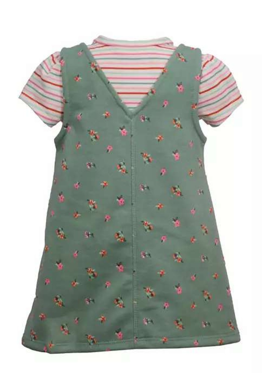 Kids * | Brand New Bonnie Jean Girls 4-6X Printed French Terry Dress Sage