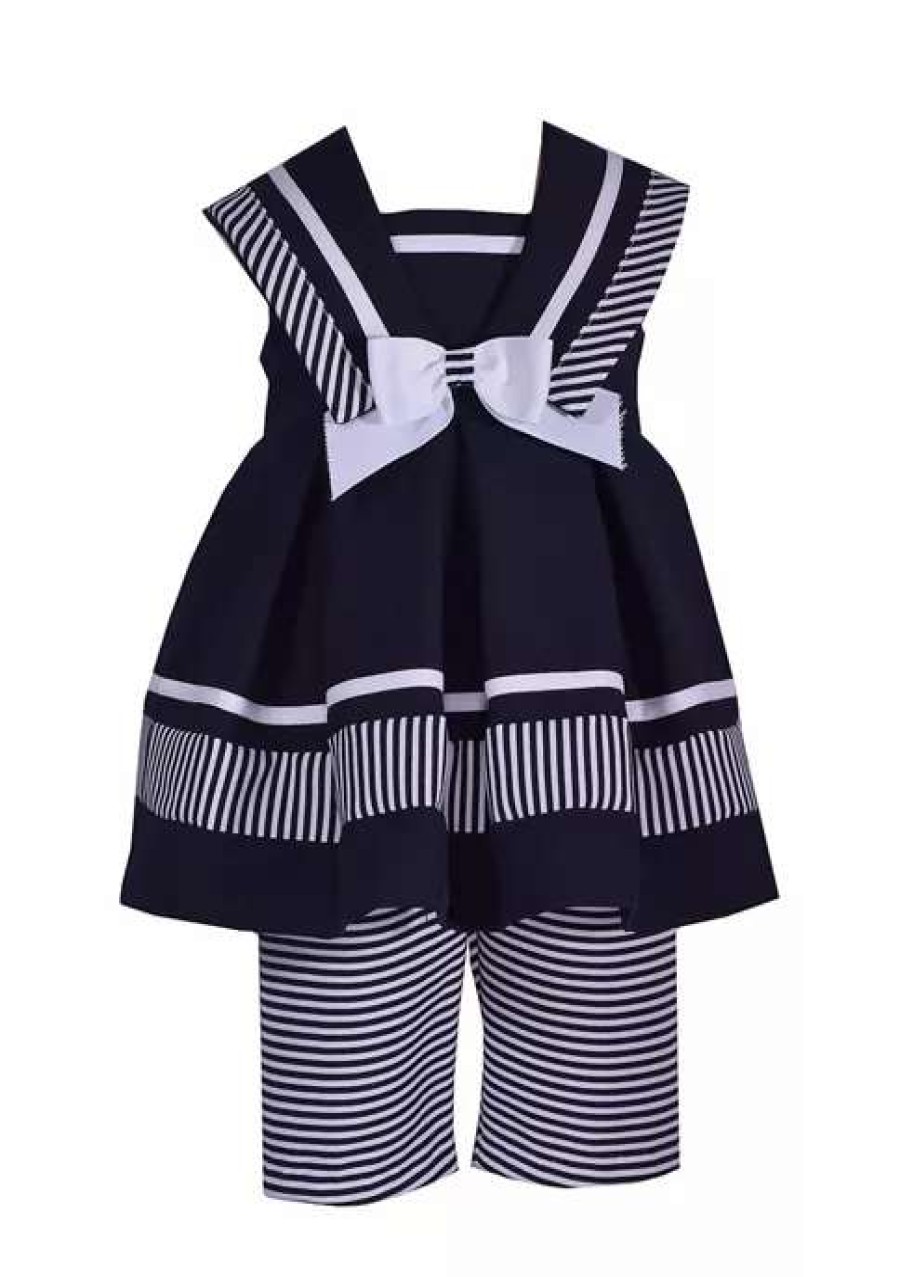 Kids * | Best Reviews Of Bonnie Jean Baby Girls Sleeveless Nautical Set Navy