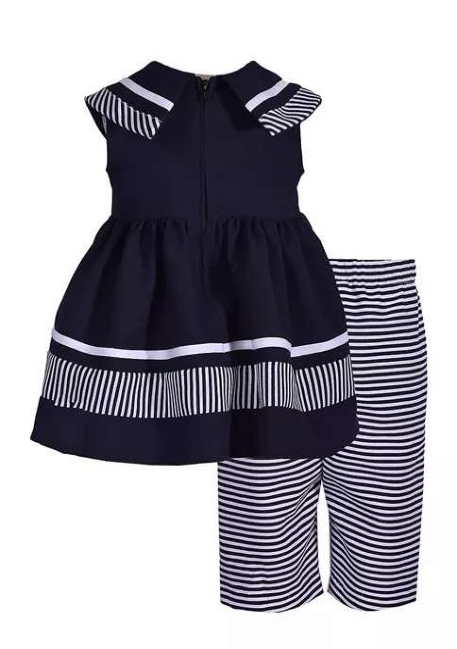 Kids * | Best Reviews Of Bonnie Jean Baby Girls Sleeveless Nautical Set Navy