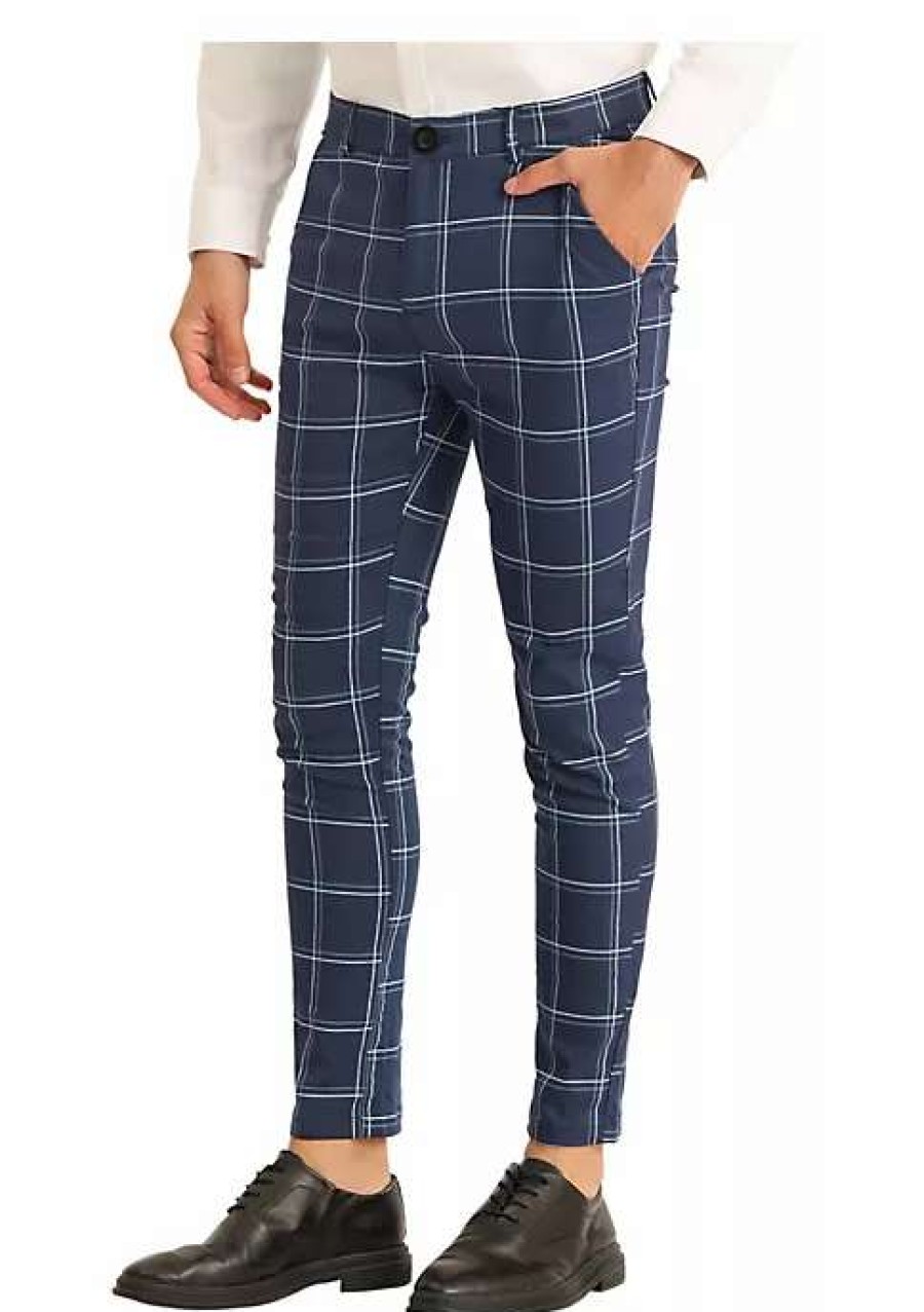 Men * | Cheapest Lars Amadeus Men'S Dress Plaid Pants Slim Fit Flat Front Checked Business Suit Trousers