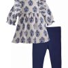 Kids * | Cheap Bonnie Jean Girls 4-6X 3/4 Sleeve Woven Top And Leggings Set Blue