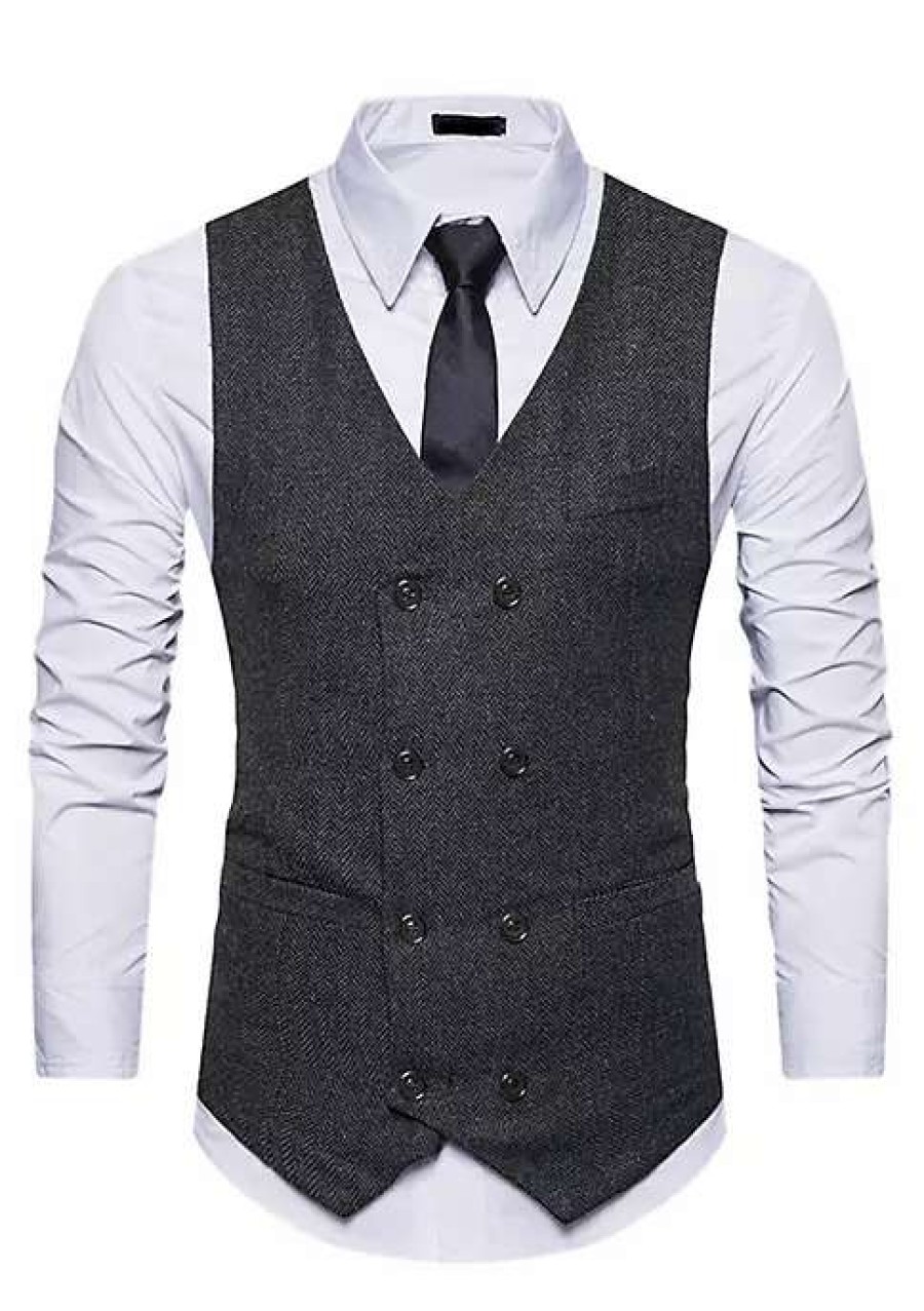 Men * | Cheapest Lars Amadeus Men'S Dress Suit Vest Double Breasted Slim Fit Prom Sleeveless Waistcoat