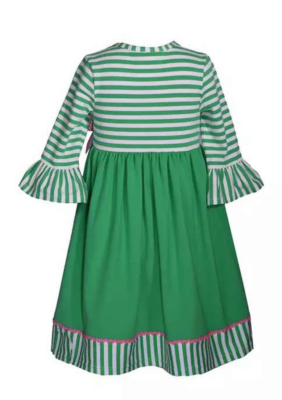 Kids * | Deals Bonnie Jean Girls 4-6X 3/4 Flounce Sleeve St. Patty'S Dress Green