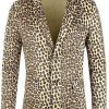 Men * | Cheap Lars Amadeus Men'S Party Animal Leopard Print Blazer Notched Lapel Lightweight Sport Coat Suit Jacket