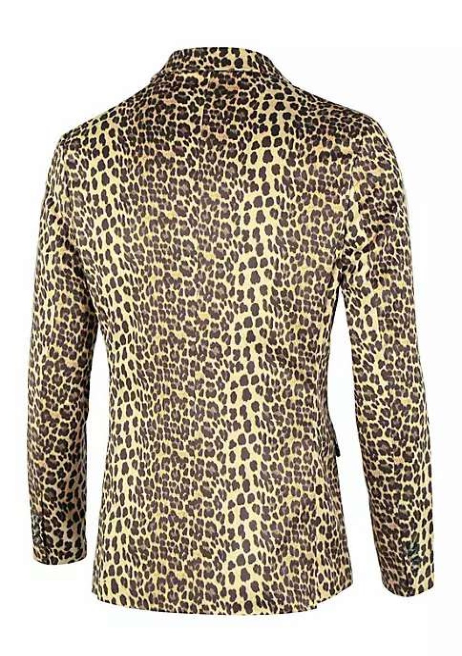 Men * | Cheap Lars Amadeus Men'S Party Animal Leopard Print Blazer Notched Lapel Lightweight Sport Coat Suit Jacket