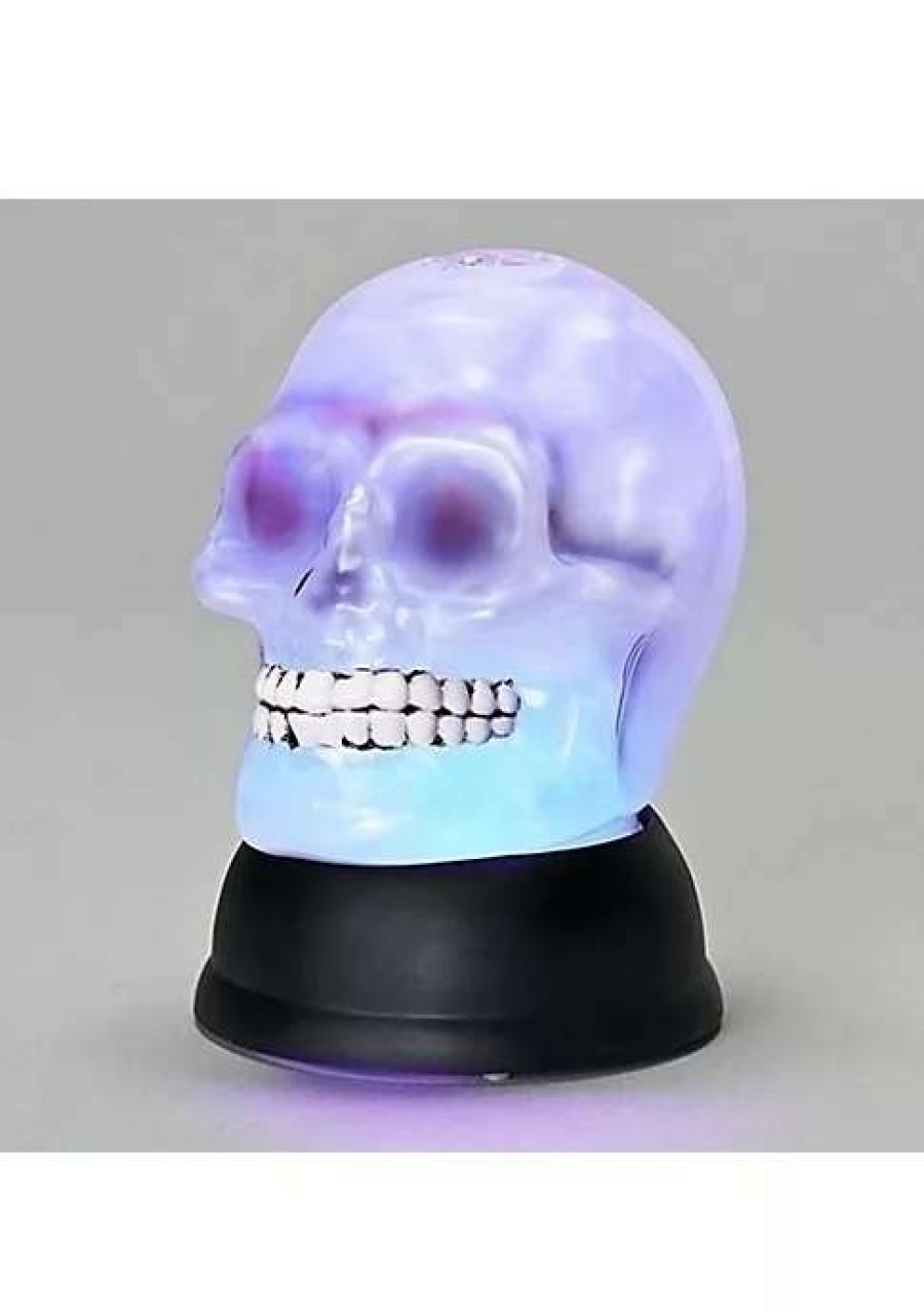 Home * | Deals Roman 6 Led Pearl Swirl Skull Battery Operated Halloween Figurine Clear