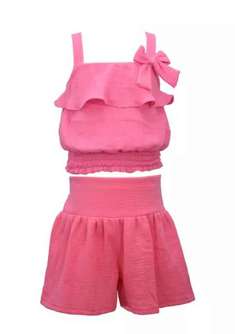 Kids * | Deals Bonnie Jean Girls 7-16 Gauze Short Set Pink