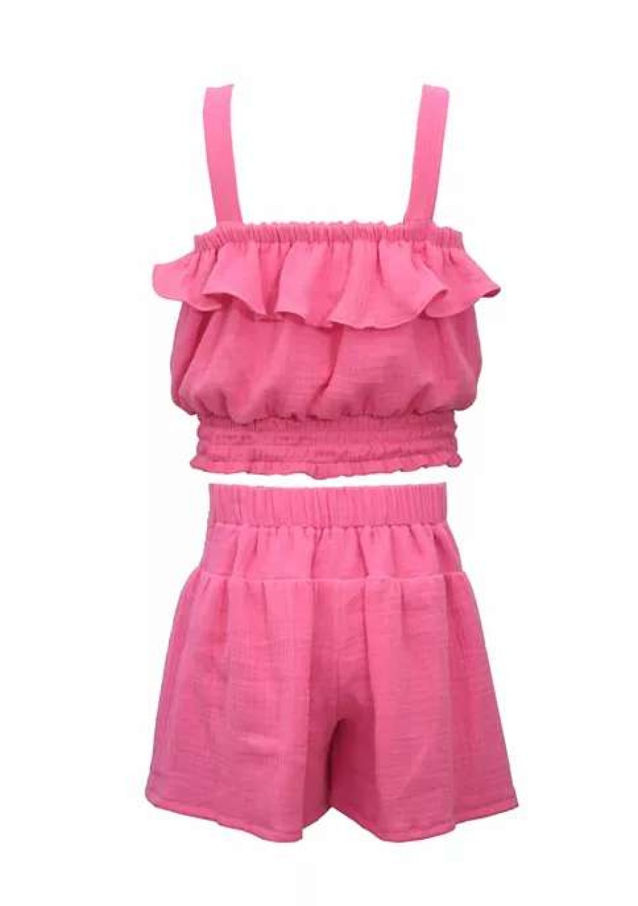 Kids * | Deals Bonnie Jean Girls 7-16 Gauze Short Set Pink