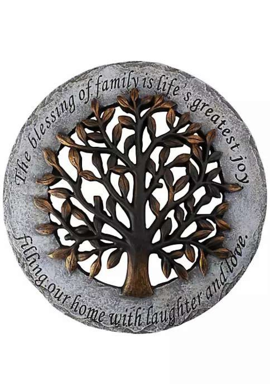 Home * | Brand New Roman The Blessing Of Family Decorative Tree Spring Outdoor Garden Patio Stepping Stone 12 Brown