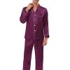 Men * | Budget Lars Amadeus Men'S Satin Pajama Sets Long Sleeve Loungewear Sleepwear V Neck Solid Sleepwear Set