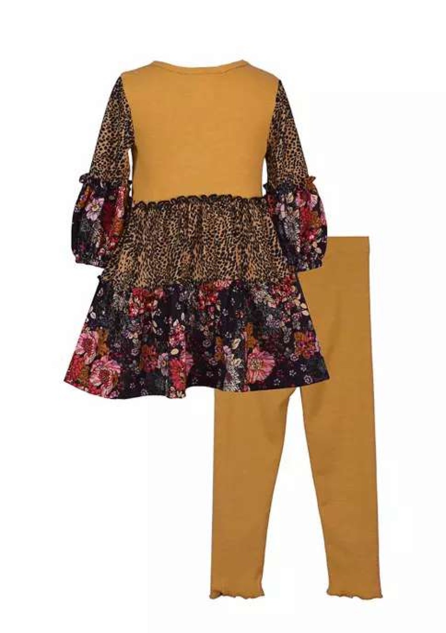 Kids * | Deals Bonnie Jean Girls 4-6X Yellow Tunic Legging Set Mustard