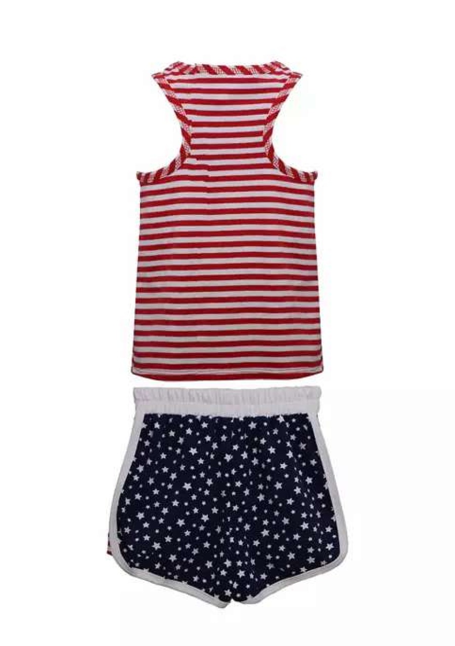 Kids * | Coupon Bonnie Jean Girls 4-6X Stars And Stripes Shorts Set Red