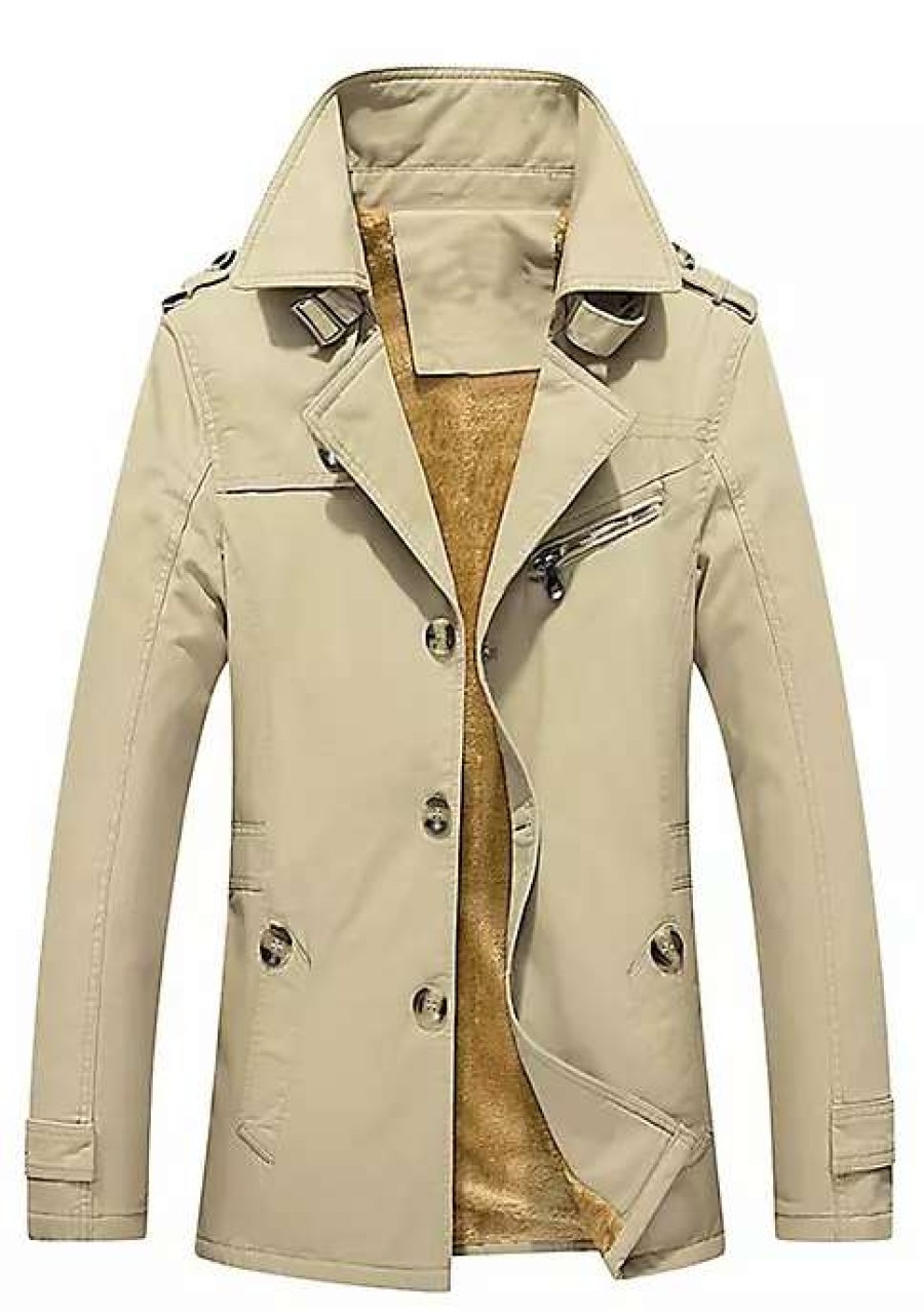 Men * | Best Deal Lars Amadeus Men'S Trench Jacket Single Breasted Notch Lapel Faux Fur Lined Winter Coat Overcoat