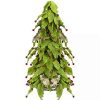 Home * | Cheapest Roman 1.5 Slim Twas Night Holly Berry And Leaf Artificial Christmas Cone Tree Unlit Red