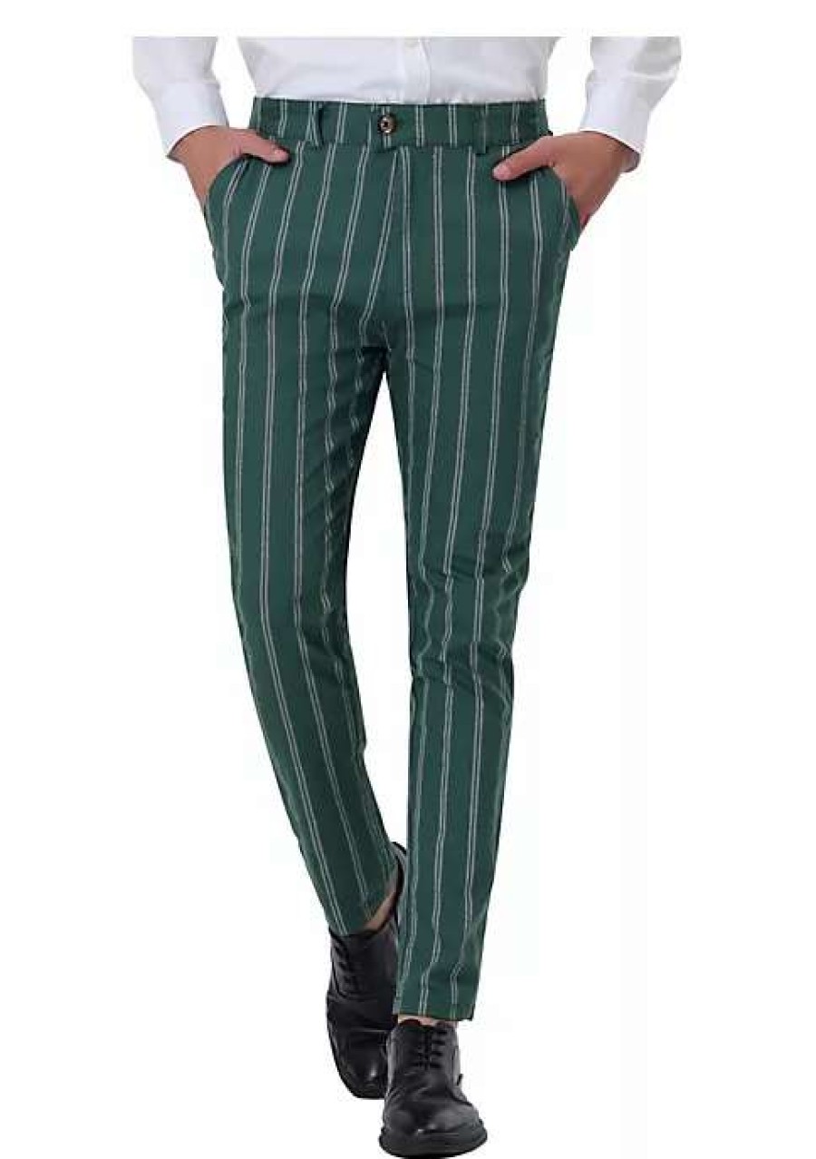 Men * | Hot Sale Lars Amadeus Men'S Dress Striped Pants Slim Fit Flat Front Business Trousers