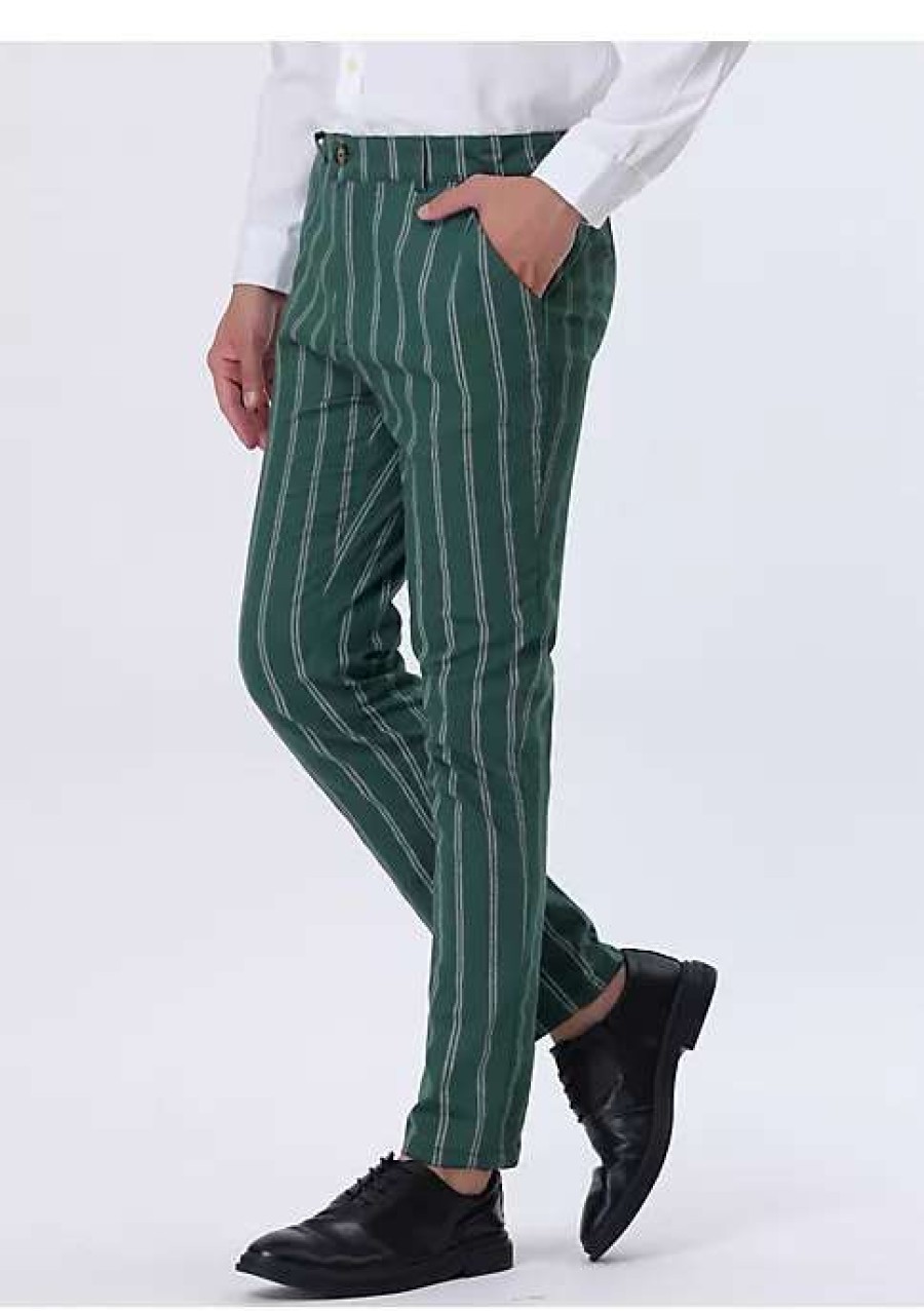 Men * | Hot Sale Lars Amadeus Men'S Dress Striped Pants Slim Fit Flat Front Business Trousers