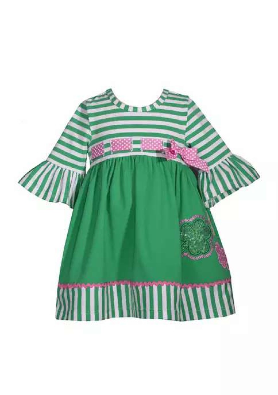 Kids * | Promo Bonnie Jean Baby Girls Short Sleeve Pull Thru St. Patty'S Day Dress Green