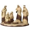 Home * | Outlet Roman Set Of 7 And Beige Wood Look Religious Christmas Nativity Set With Base 19 Brown