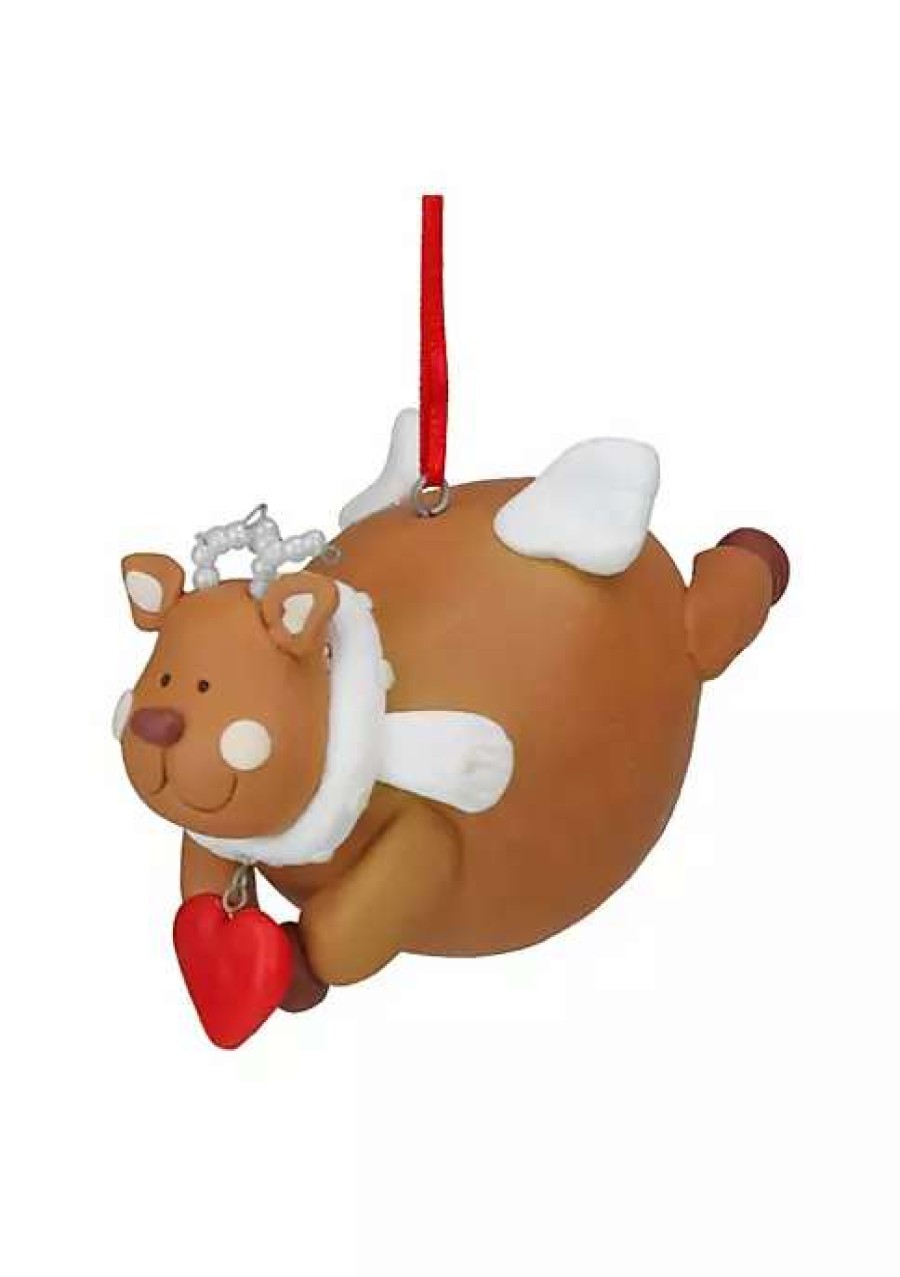 Home * | Discount Roman Club Pack Of 12 And White Chubby Reindeer Angel Christmas Ornaments 4 Brown