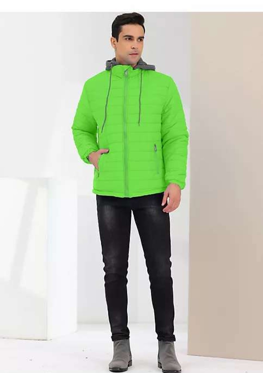 Men * | Brand New Lars Amadeus Men'S Hoodie Puffer Coat Winter Warm Full Zip Quilting Jacket Coat