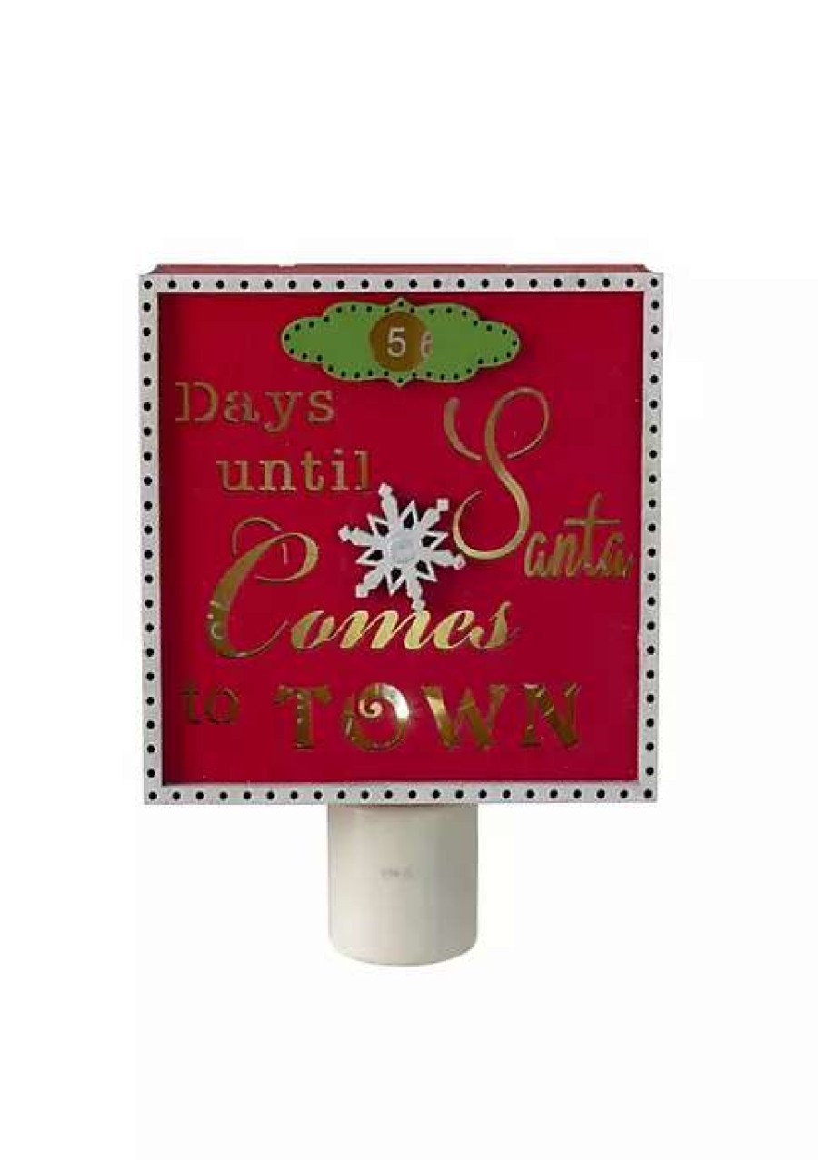 Home * | Flash Sale Roman 5 And Gold Santa Countdown Christmas Night Light Red