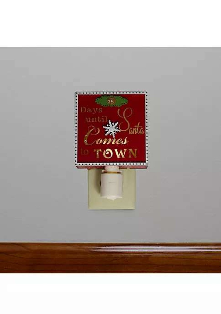 Home * | Flash Sale Roman 5 And Gold Santa Countdown Christmas Night Light Red